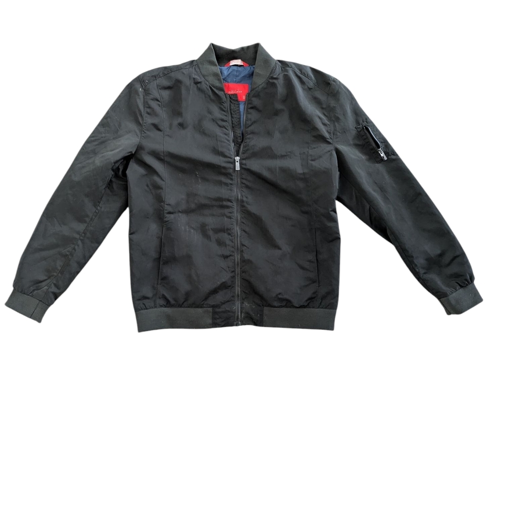 Zara Dk.Olive Bomber Jacket Lightweight Ribbed Sz.XL